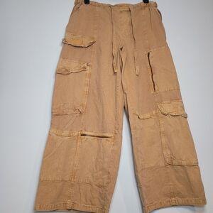Urban Outfitters Light Brown Cargo Wide Leg Loose Pants